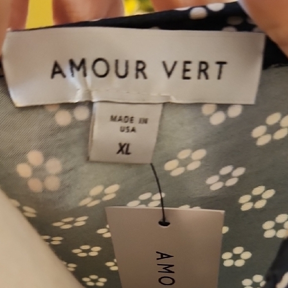 NWT Amour Vert Castile Navy and White Mia Dot Dress, Size XL - Picture 14 of 16